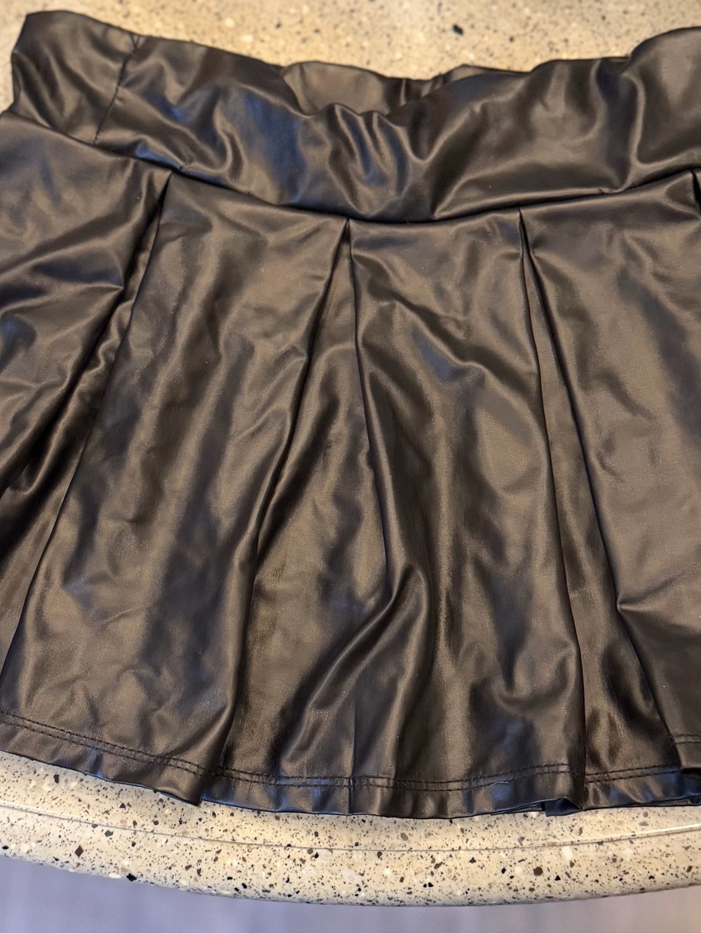 Spencer's Black Faux Leather Skater Mini Skirt